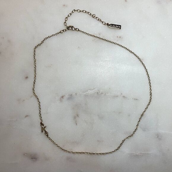 BaubleBar SugarFix | Gold Tone "K" Initial Necklace - Picture 1 of 4